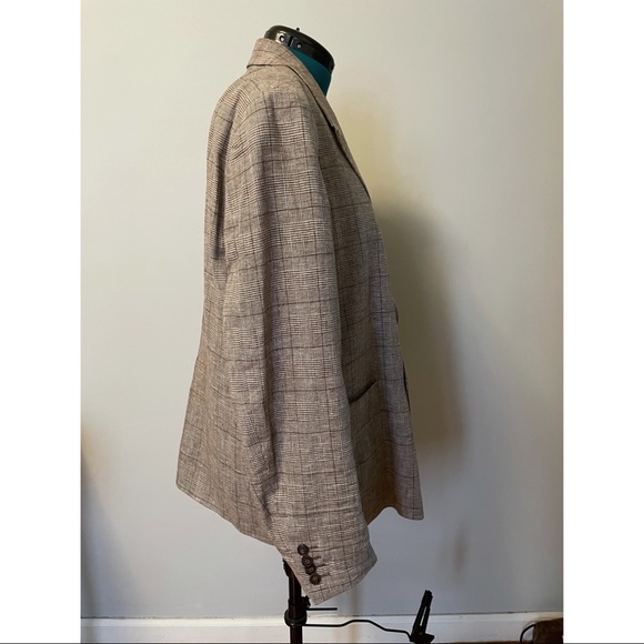 Asos Brown Linen Oversized Double Breasted Blazer - Picture 4 of 5